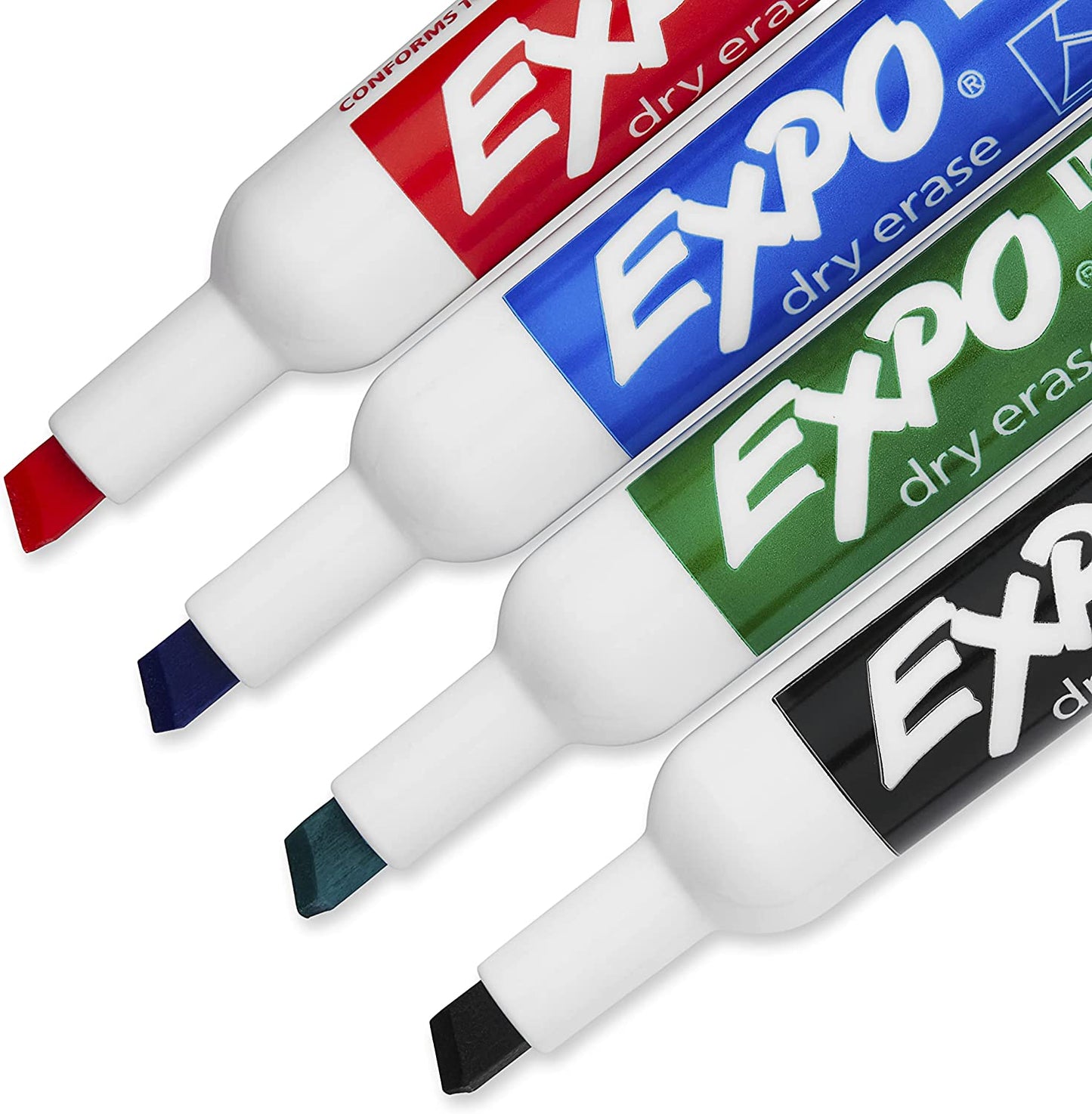 Expo Low Odor Dry Erase Marker Set with White Board Eraser and Cleaner | Chisel Tip Dry Erase Markers | Assorted Colors. 6-Piece Set with Whiteboard Cleaner