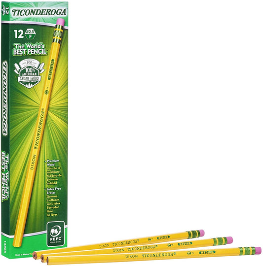 Dixon Ticonderoga Company Ticonderoga Pencil. with Eraser. No.2-1/2 Medium . 12ea. Yellow (DIX13885)