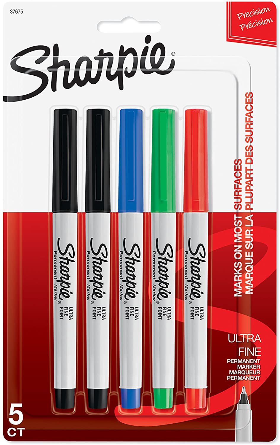Sharpie Permanent Markers, Ultra Fine Point, Assorted Colors, 5 Count
