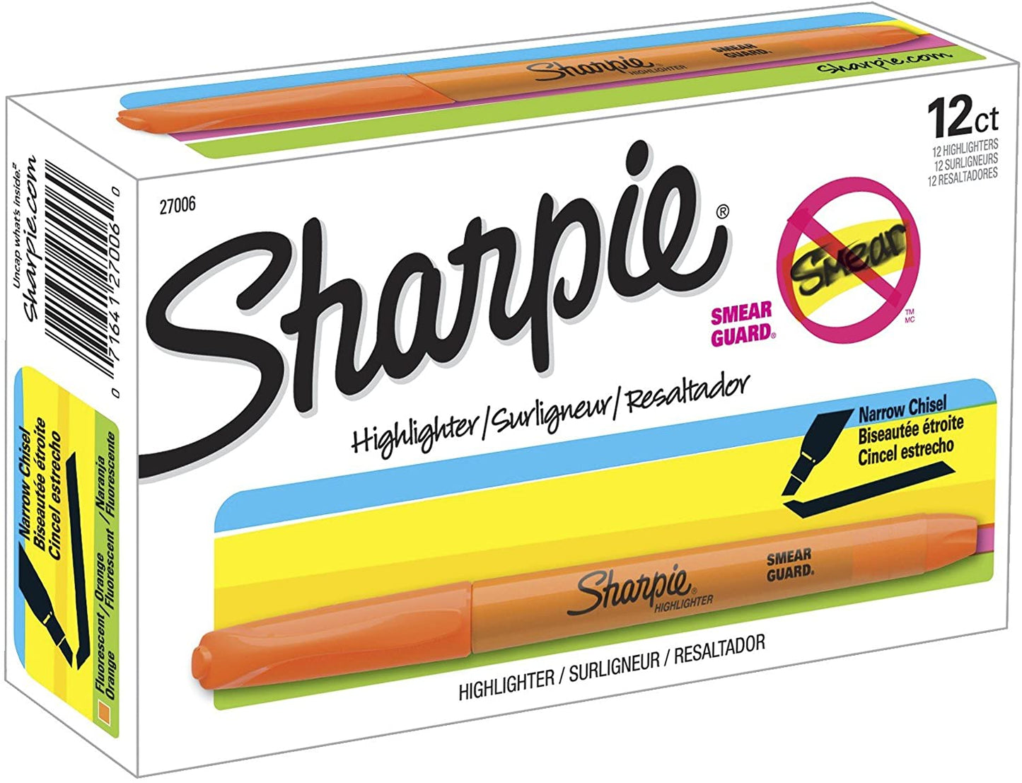 Sharpie Accent Pocket Style Highlighter, Micro Chisel Tip, Fluorescent Orange Ink (27006)
