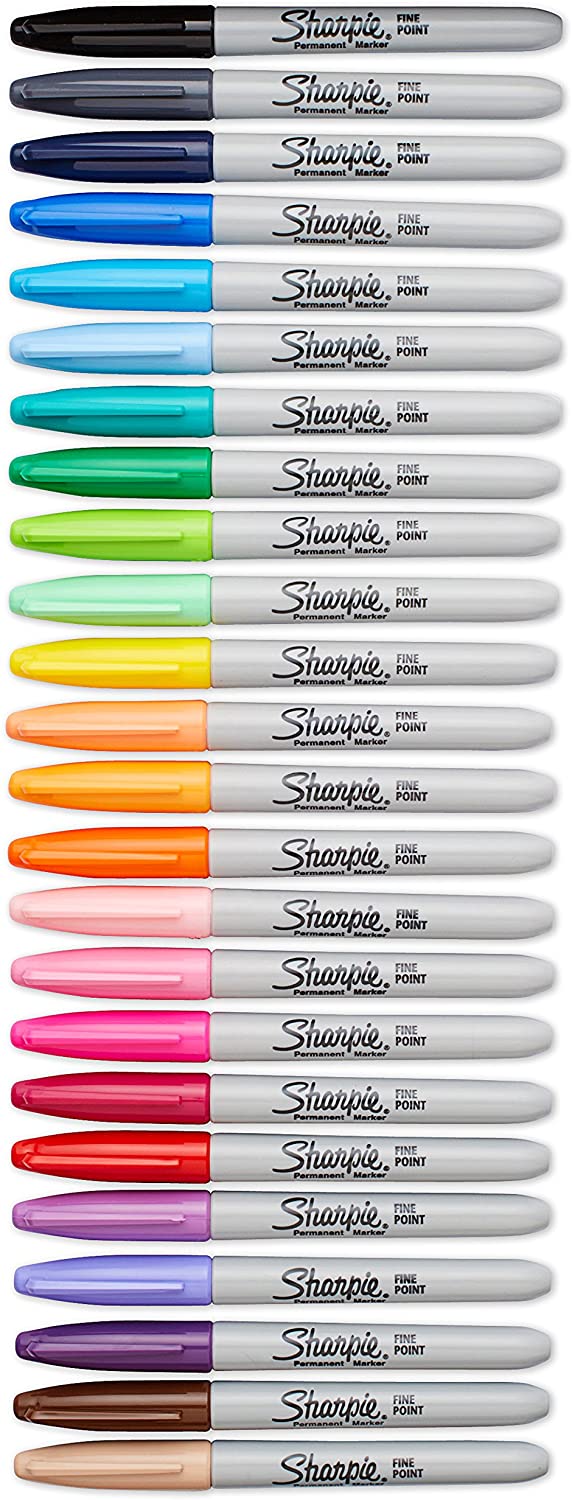 Sharpie 75846 Permanent Markers, Fine Point, Assorted Colors, 24-Count