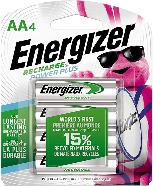 Energizer Rechargeable AA Batteries, NiMH, 2300 mAh, Pre-Charged, 4 count (Recharge Power Plus)