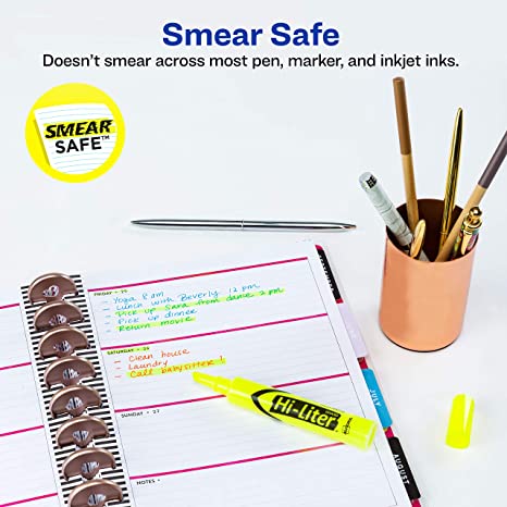 Avery Hi-Liter Desk-Style Highlighters. Smear Safe Ink. Chisel Tip. 12 Fluorescent Yellow Highlighters (24000)