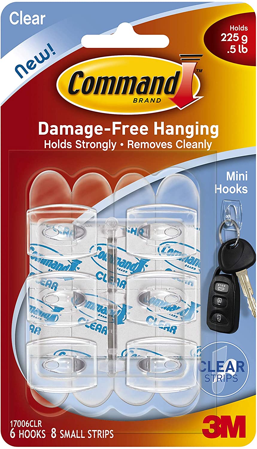Command Strips 17006CLR Clear Mini Command Hooks 6 Count