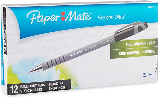Paper Mate Flexgrip Ultra Stick Medium Point Ballpoint Pen. 12-Count