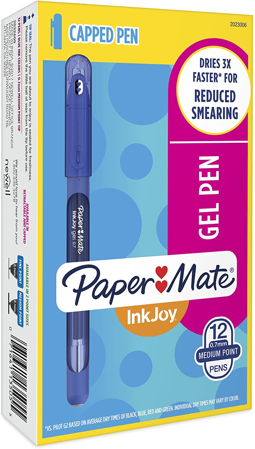 Paper Mate InkJoy Gel Pens Medium Point (0.7mm) Capped, 14 Count, Assorted Colors (2023009)