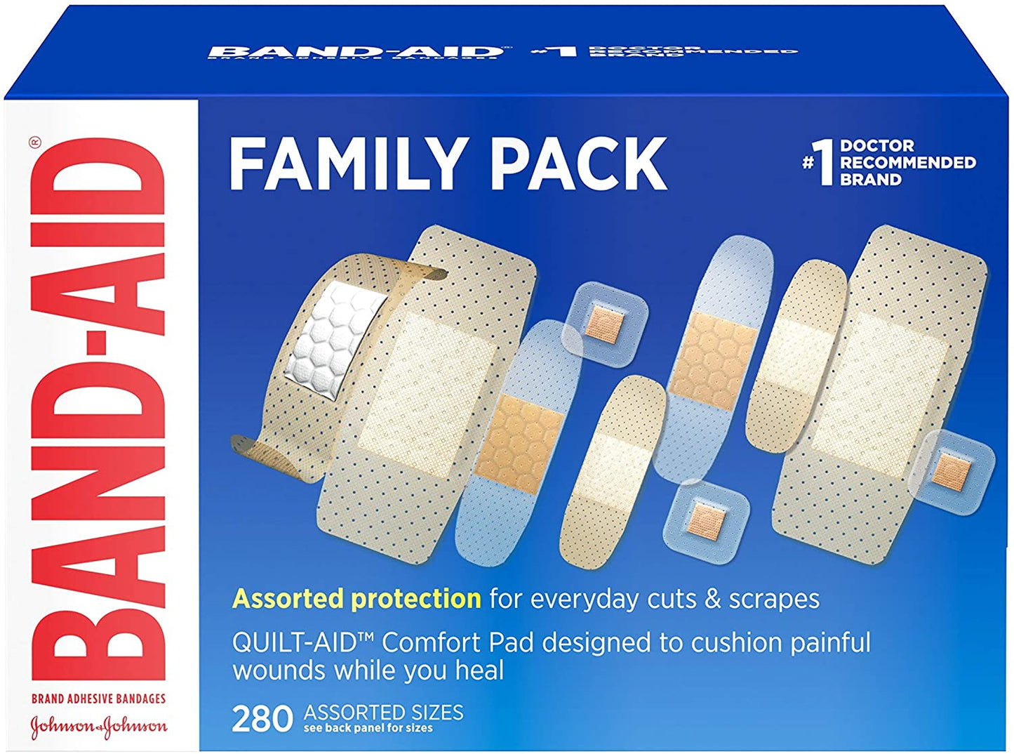 Band-Aid Brand Adhesive Bandage Family Variety Pack. Sheer and Clear Flexible Bandages for Wound Care and First Aid. Assorted Sizes. 280 ct