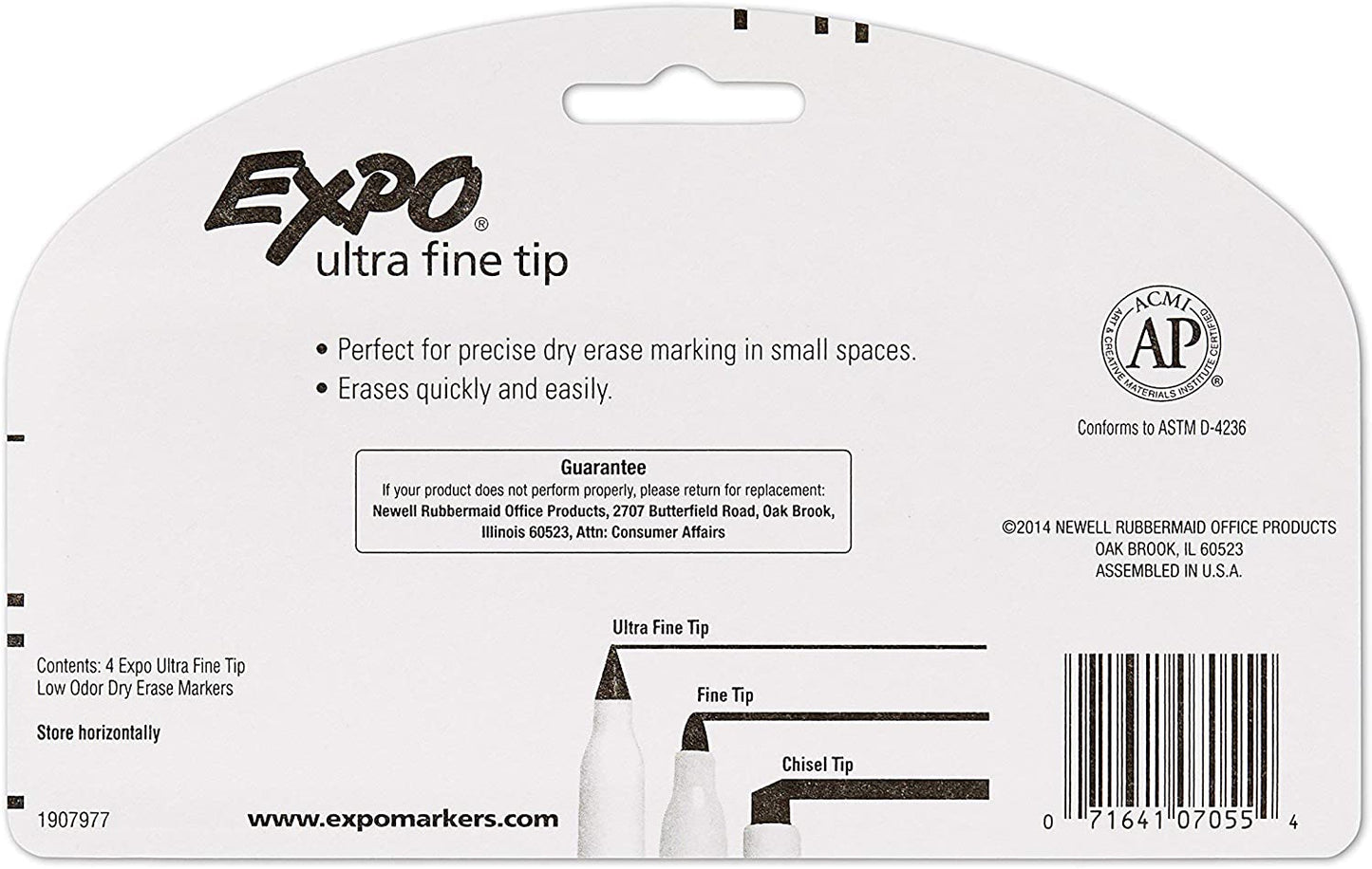 EXPO 1871774 Low-Odor Dry Erase Markers. Ultra Fine Tip. Black. 4 Count (Pack of 1)