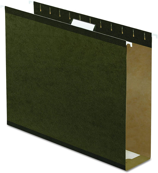 Pendaflex 04152X3 Extra Capacity Reinforced Hanging File Folders, 3", Letter Size, Standard green, 1/5 Cut, 25/BX (4152x3)