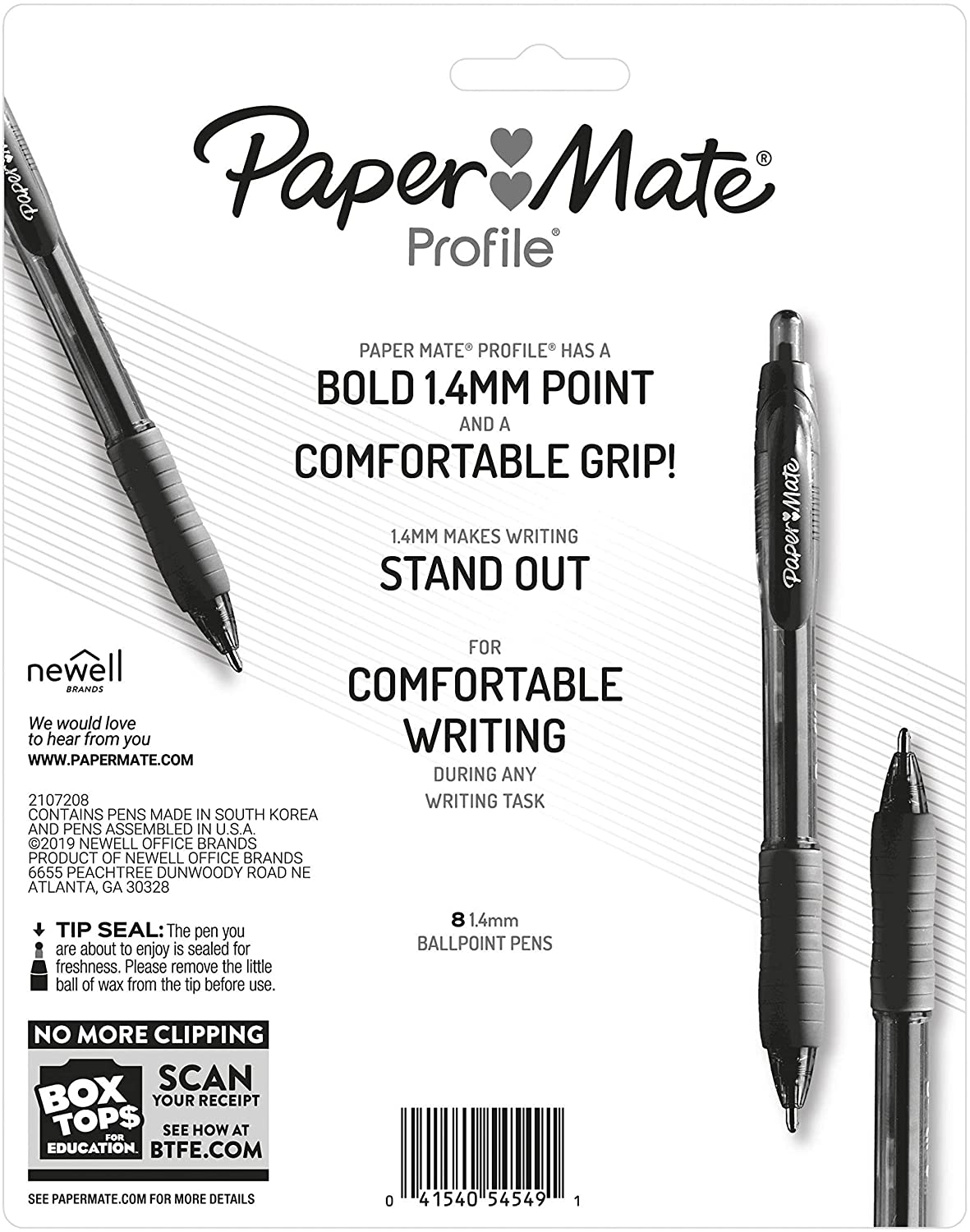 Paper Mate 1960662 Profile Retractable Ballpoint Pens, Assorted Colors, 8-Count
