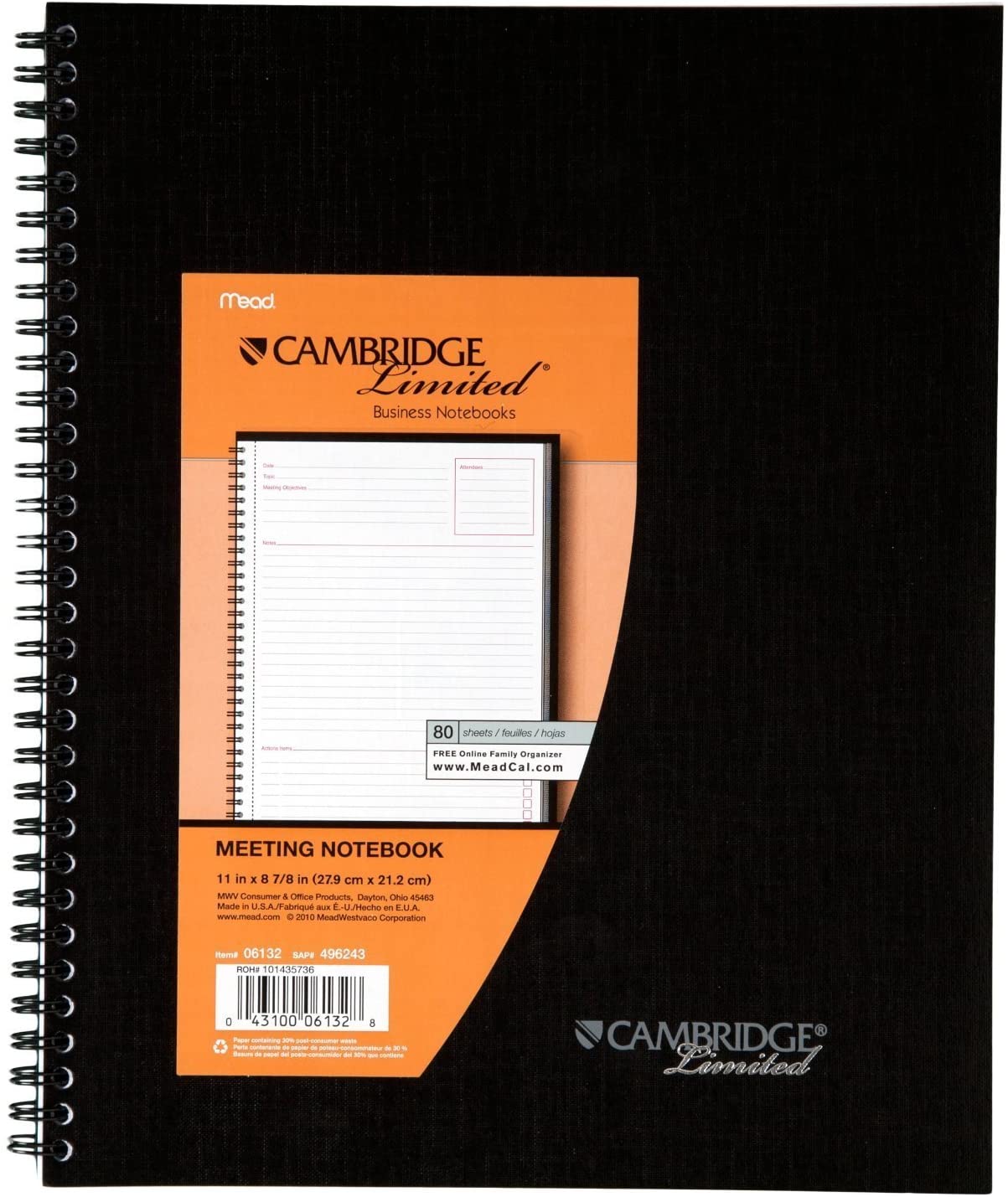 Cambridge Limited Meeting Planner.Side-Bound.11 x 8 1/4. 80 Sheets. Sold as 3 Pack (06132)