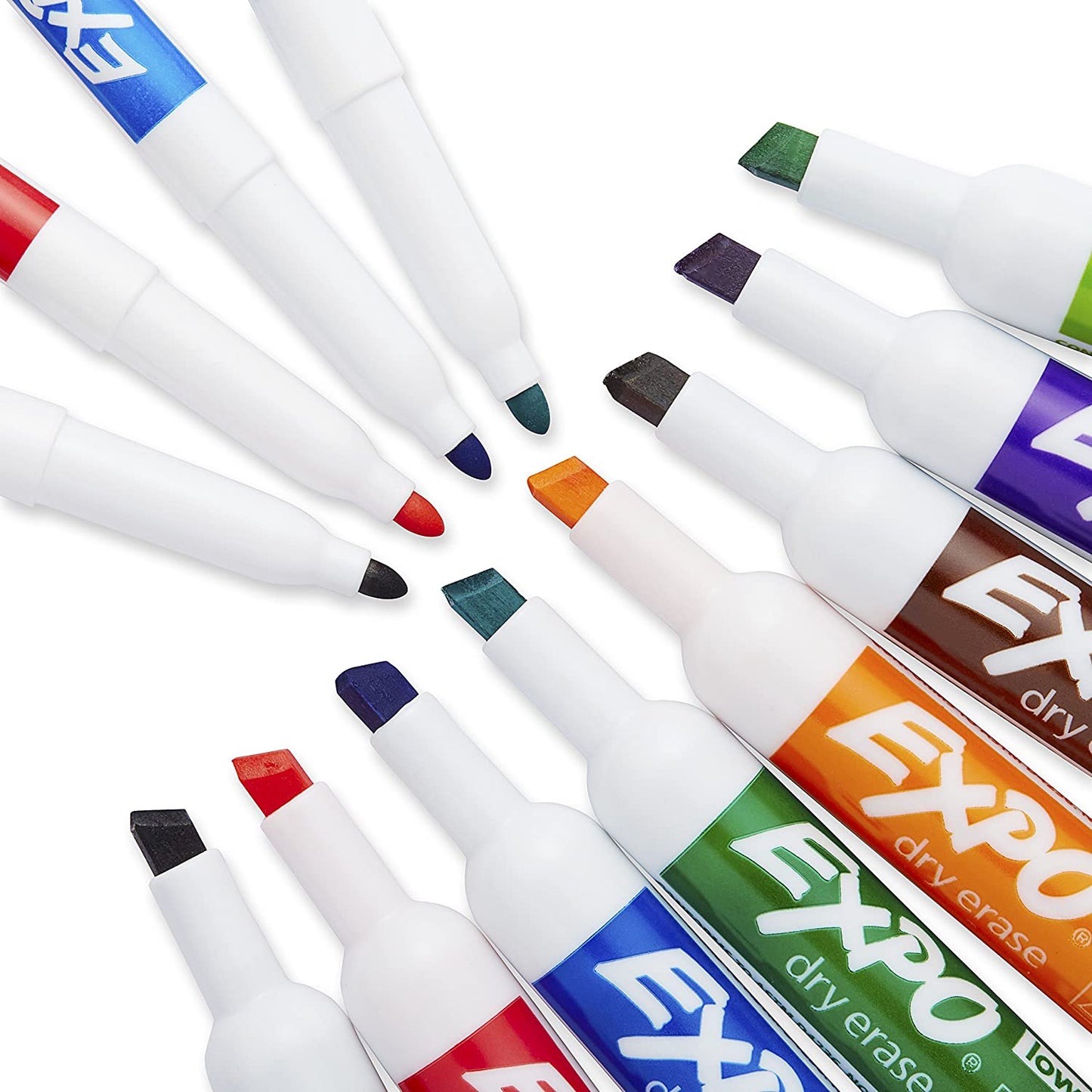 EXPO 80054 Low-Odor Dry Erase Markers, Chisel Tip, Assorted Colors, 15-Piece Set