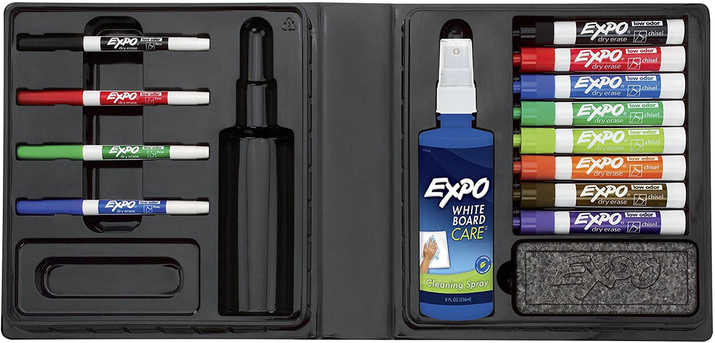 EXPO 80054 Low-Odor Dry Erase Markers, Chisel Tip, Assorted Colors, 15-Piece Set
