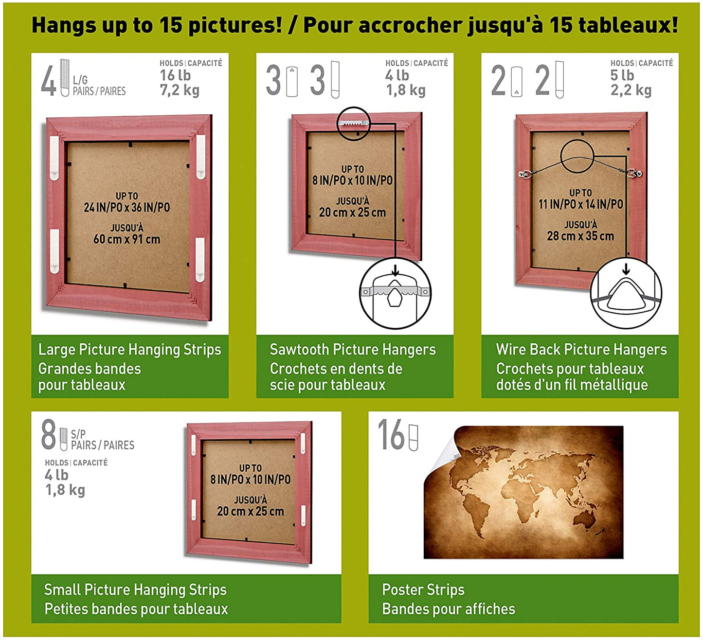 Command Picture Hanging Kit. Indoor Use. Hangs up to 15 Pictures